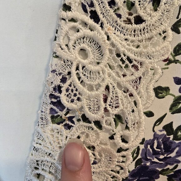 Vintage 80s Shirt Dress Floral Romantic Belted, Blue, Size 12 - Picture 9 of 15